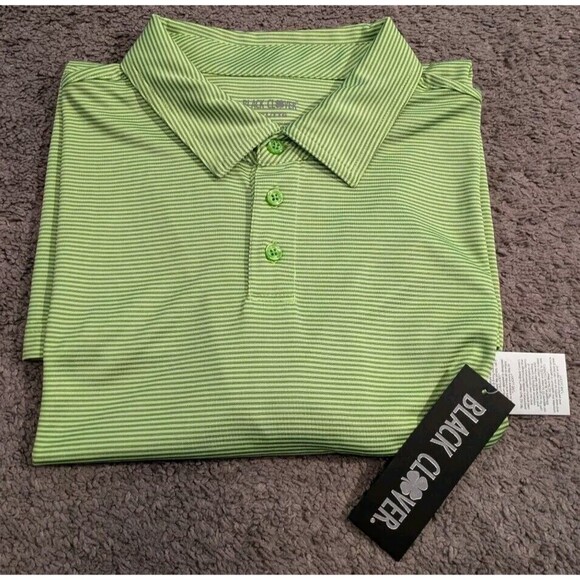 Black Clover Live Lucky Vanguard Neon Green Striped Golf Polo BCF18M05 Men's 2XL - Picture 1 of 8